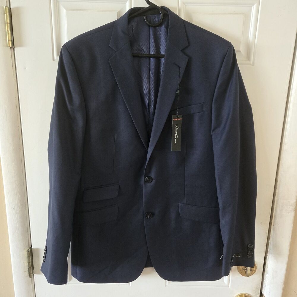 Kenneth Cole New York 40L Blue Sport Coat Blazer NWT Wool Blend Extreme Slim Fit